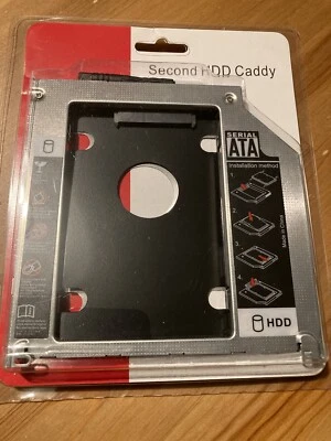 SATA 2nd Hard Drive Caddy Case Tray Enclosure HDD SSD Adapter CD DVD Frame9.5mm - Image 1 of 2