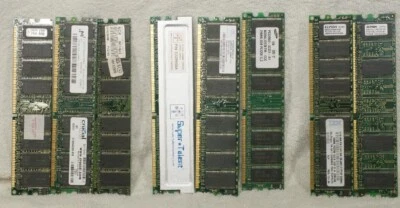 8 sticks 256MB ea.,  3-PC2100, 2-PC2700, 3- PC3200, non-ECC, all working Exc+ - Image 1 of 4
