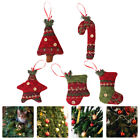  5 Pcs Christmas Cane Ornaments Cloth Kids Stockings Candy Decorations
