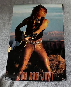 Jon Bon Jovi 1990 SOLO Young Guns Pantalones de Cuero Guitarra Funky Póster #3298 EX - Imagen 1 de 1