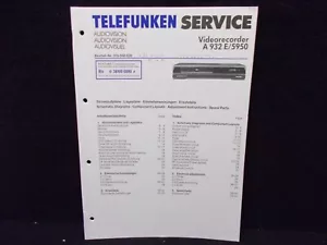 Telefunken Service Manual, Videorecorder A932E/5950, dt./engl.. #K-325-20 - Bild 1 von 2