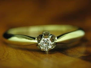 14kt 585 bicolor Gold Ring mit 0,10ct Brillant Solitär Besatz / 2,1g / RG 52 - Picture 1 of 6