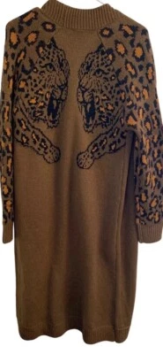 Show Me Your Mumu Cheetah Long Cardigan Black Brown Tiger Animal Print XS - Image 1 of 4