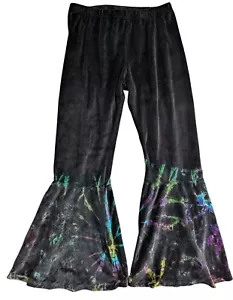 GYPSY ROSE Schlaghose schwarz Samt Baumwolle Batik L XL Stretch weich - Bild 1 von 8