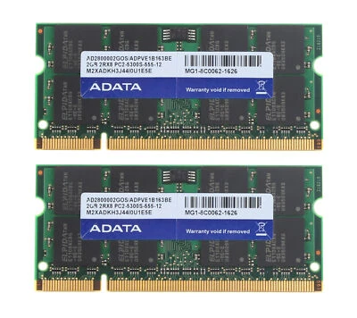 2pcs Adata 2 GB 2RX8 PC2-5300S Non-Ecc Memory DDR2 667 Mhz RAM Laptop SODIMM #N - Image 1 of 4