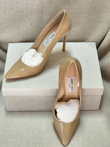 Neu Neu mit Etikett Jimmy Choo Romy 100 mm Lackleder khakifarbener nackter klassischer Pumps 40,5 10,5 - Bild 1 von 13