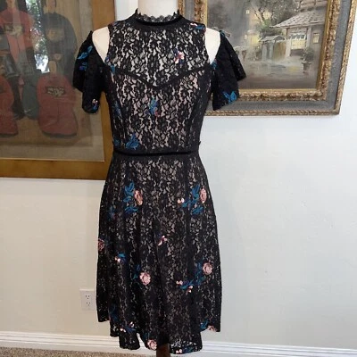 Вышитый заглянуть boo кружева трепетать рукава Иванка Трамп платье размер 8 - Изображение 1 из 4