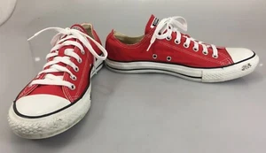 Converse All Star Men 9 Women 11 EU 42.5 Red Low Rise Gym Shoes Kicks Sneakers - Picture 1 of 7