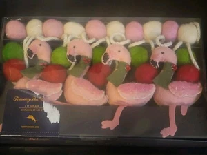 NEW Tommy Bahama Christmas Coastal Beach Pink Flamingo Felt Garland Decor 6FT - Picture 1 of 3