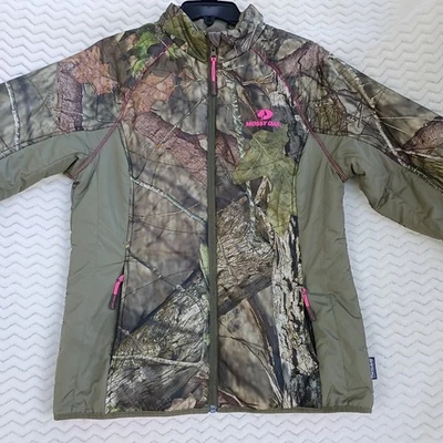 Casaco feminino camuflado Mossy Oak camuflado médio break-up country logotipo rosa - Imagem 1 de 4