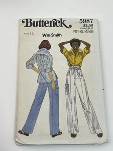 Top Pants Size 12 Loose Fit Straight Leg Pointed Collar Vtg 70s CUT Pattern 5987 - Picture 1 of 2