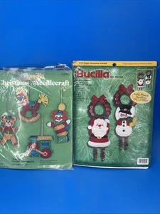 2 Vintage Bucilla Weihnachten Sets Nadelspitze Applikation Ornamente Dekor Filz komplett - Bild 1 von 12