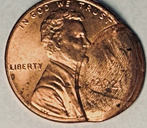 2021-P Lincoln Shield Error 1c ~ Mint Error (Damage?) Double Strike? DDO? ~ V78 - Picture 1 of 3