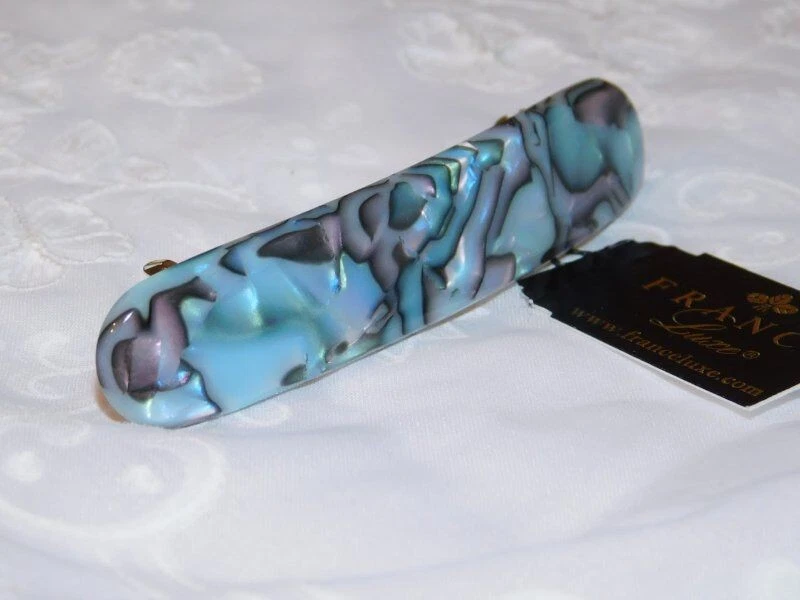 France Luxe Classic KALA Barrette handmade French clip blues - Image 1 of 4