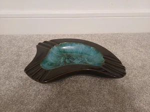 Vintage Blue Mountain Pottery turquoise Drip Glaze Ashtray / trinket Dish Green - Picture 1 of 8