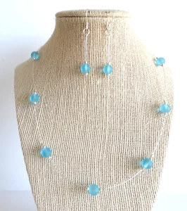 Turquoise Bay illusion necklace and earrings set - Picture 1 of 6
