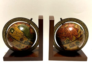 Vintage 1970’s Old World Spinning Globe Bookends Reading Shelf Office Desk Books - Bild 1 von 7