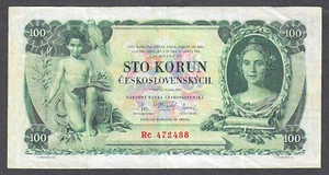 CHECOSLOVAQUIA 1931 100 CORONAS ~ P-23 ~ BILLETE EMITIDO NO PERFORADO ~ MUY BONITO - Imagen 1 de 2
