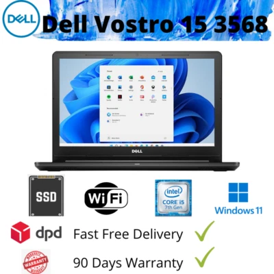 Fast Windows 11 Pro 15.6 Laptop Dell Vostro 15 3568 i5 7th Gen 8GB RAM 256GB SSD - Image 1 of 4