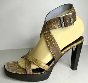Sandalia Donald Pliner Mujer Talla 8 N Marrón Cuero Bronceado Cocroc Cassi con Correas Tacón Alto - Imagen 1 de 10