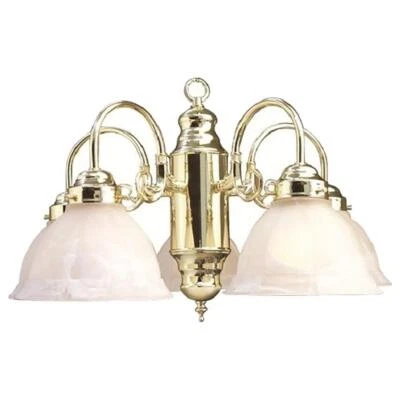 Lámpara de araña Woodbridge Lighting Basic de 24" 5 luces de acero y vidrio en latón pulido Foto 1 de 2