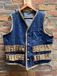 Vintage Handmade Denim & Corduroy Shooting Hunting Rifle Vest - Men's Medium - Picture 1 of 4