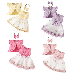 Baby Girls Sundress Halloween Tulle Dress Wedding Ruffled Coat Baptism Outfits - Picture 1 of 54
