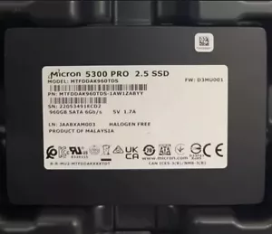 Micron 5300 PRO SSD 960GB SATA 2.5" Server Data Center SSD MTFDDAK960TDS - Picture 1 of 2