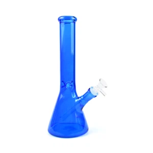 10.5" Blue Glass Bong Smoking Water Pipe Heavy Beaker Smoking 14mm Bowl - Picture 1 of 5