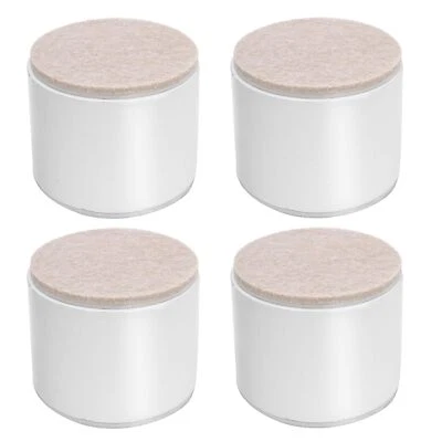 4 Pack Self-Adhesive Bed Risers 2 inch White Round Carbon Steel Felt Pad Heavy - Изображение 1 из 4