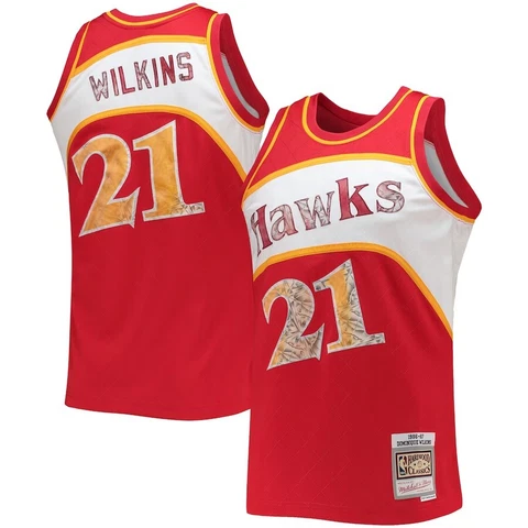 Dominique Wilkins Mitchell & Ness NBA 75th Anniversary Diamond Hawks Jersey M Cover
