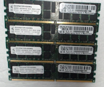 8GB 4x2GB Qimonda 2GB PC2-5300P DDR2-667 ECC Reg 240-Pin HYS72T256920HP-3S - Image 1 of 3