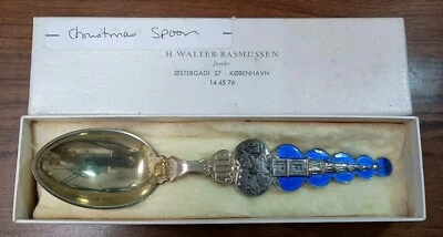 A. Michelsen 1927 Denmark Sterling Silver Enamel Spoon Copenhagen - Image 1 of 4