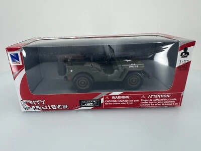 New Ray 1:32 Military Mission Jeep Willys Die-Cast Pullback City Cruiser - Image 1 of 4