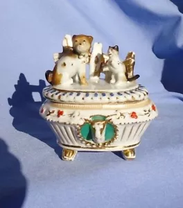 PUG cat Conta Boehme trinket box dog figurine marked CAT SALE - Picture 1 of 12