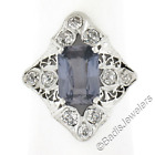 Ancien Edouardien Platine 4.14ctw GIA Sans Chaleur Saphir Diamant Filigrane Ring