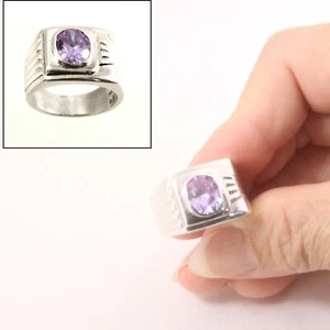 Solid Sterling Silver .925 Handmade Amethyst Solitaire Ring TPJ - Picture 1 of 10
