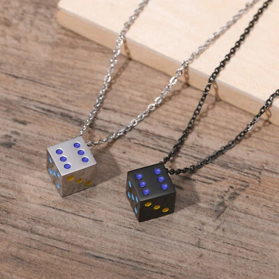 Stainless Steel Lucky Dice Pendant for Men Women Necklace Dice Fashion Jewelry - Image 1 of 4