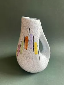 Steuler Keramik Vase Henkelvase 50er 60er Mid Century Vintage bunt gemustert - Bild 1 von 9