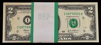 USA United States 2 DOLLARS P-516 2003 Minneapolis BUNDLE UNC Jefferson 100 NOTE - Image 1 of 4