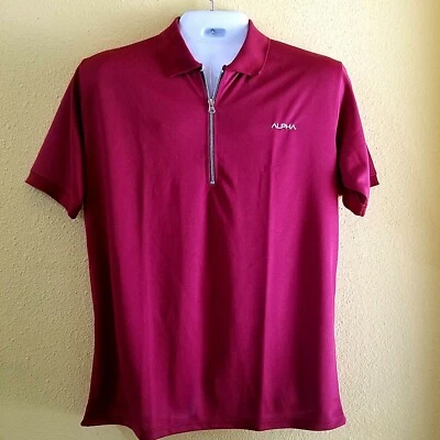 Camisa informal ALPHA para hombre manga corta media cremallera color liso jersey talla grande  Foto 1 de 4