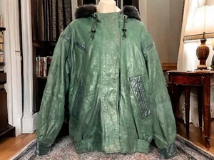 Women’s Vtg Distressed Hooded Green L Jacket J. Percy Marvin Richards - Size M - Picture 1 of 5