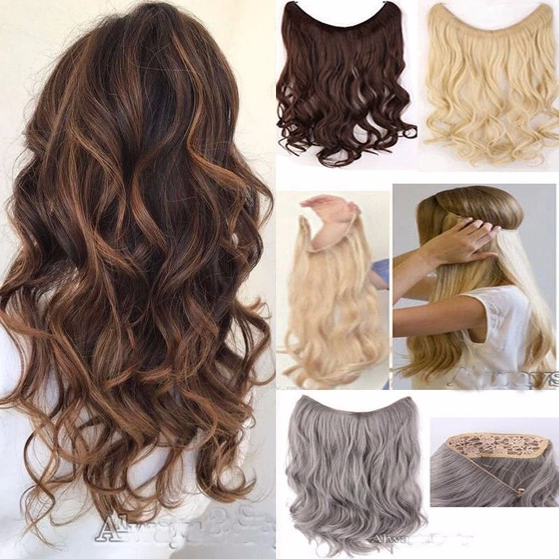 New Thick Wavy Secret Headband Wire in Human Hair Extensions Invisible Wire Long - Image 1 of 4
