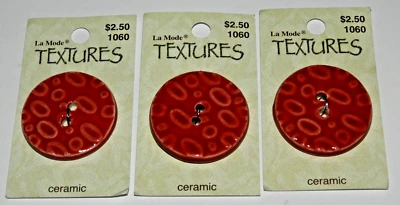 3 La Mode Textures Ceramic Buttons 1.5" Dark Pink 1060 NOS Large Round - Image 1 of 2