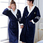 Thicken Warm Couple Style Flannel Robe  Long Sleeve Bathrobe V-Neck Nightgown