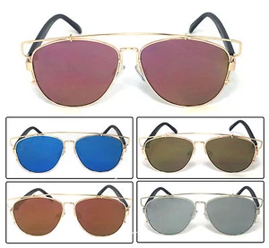 So "Reflected" Futuristic Flat Top Metal Bar Mirror Lens Technologic Sunglasses - Picture 1 of 10