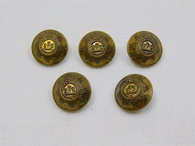5 Pcs Vtg Great Britain Regiment Devonshire Officer Uniform Buttons Metal Shank - Image 1 of 4