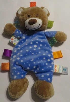 Taggies Oso de Peluche Marrón Azul Blanco Estrellas Luna Mary Meyer Bebé Lovey Manta 13" Foto 1 de 2