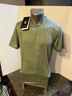 SPYDER Active Hombre Camiseta Verde Cuadros Camisa Mezcla Poliéster Pequeña - Nueva con Etiquetas Foto 1 de 4