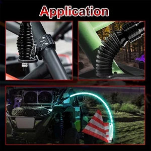 ・2Pcs RGB LED Whip Light Spring Base Protective Mounting Mount For RZR UTV ATV - Picture 1 of 12